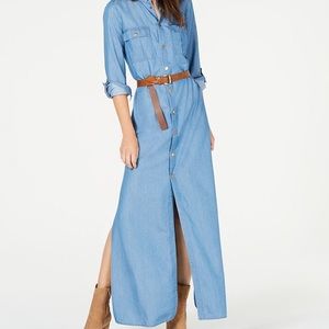 Michael Kors Chambray Maxi Shirt Dress XS